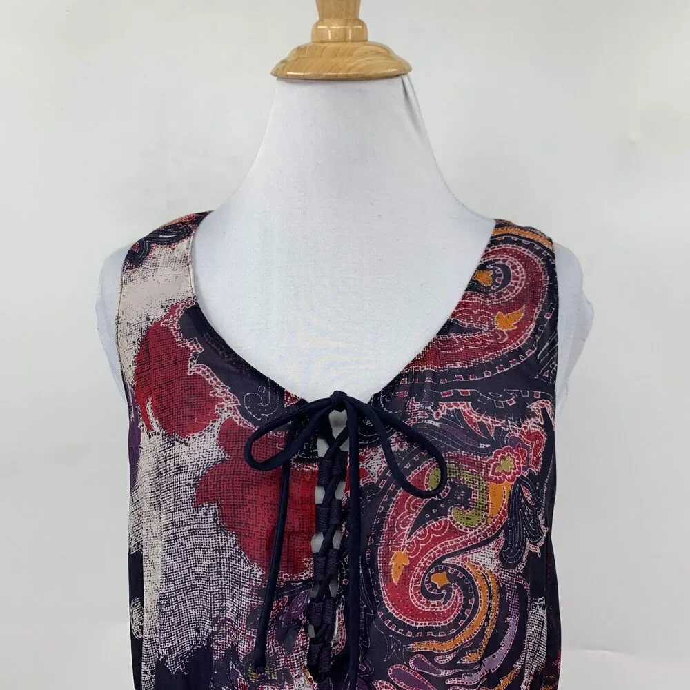 Free People Falling For Georgette Dress Womens Extra Small Smocked Paisley Lined